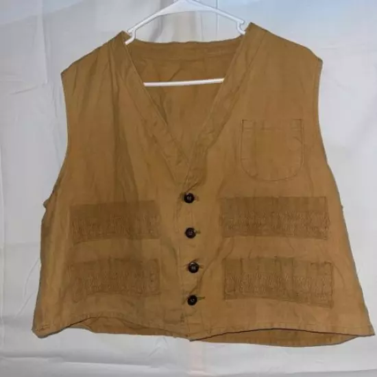 Antique Vintage Hunting Vest Cropped Short Measure 23” Bird Hunt Shell Holders