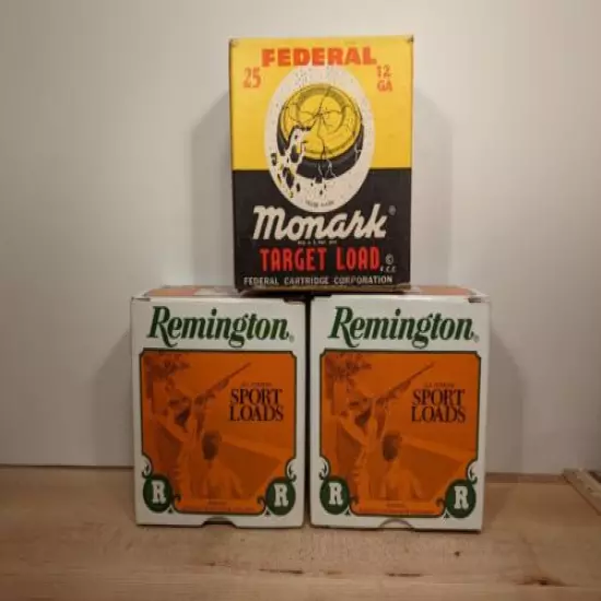 Lot Of 3 Vintage Federal Remington 12 Gauge Empty Shotshell Ammo Box