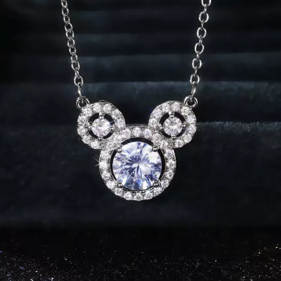 Round Cut Cubic Zircon Women Wedding Jewelry Cute 925 Silver Necklace Pendant