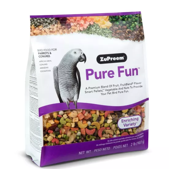 Pure Fun Bird Food for Parrots & Conures, 2 lb (Pack of 2) - Blend of Fruit