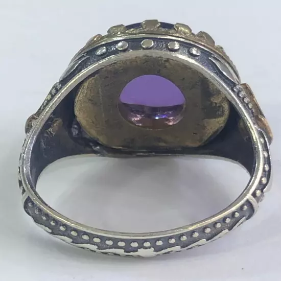 Men Ring 925 Silver Amethyst Gemstone خاتم اماتست صياغة ايراني