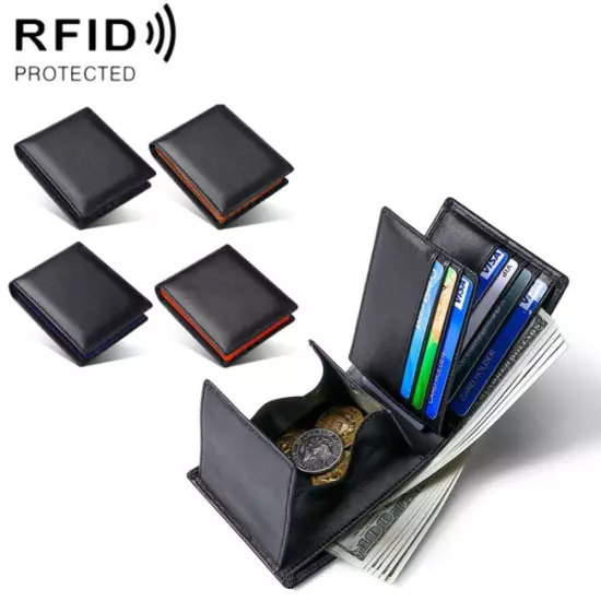 TP-215 Leather RFID Anti-theft Tri-fold Short Wallet(Black)