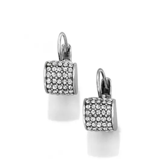 NWTag Brighton Meridian Silver Crystal Lever Back Earrings MSRP $62