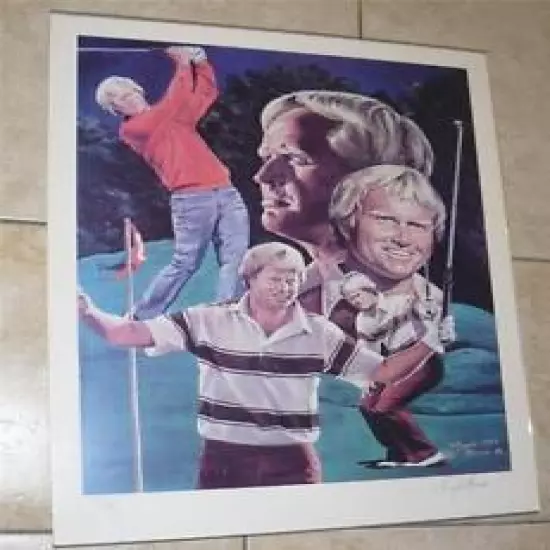 GOLF PICTURE JACK NICKLAUS ARTIST SIGNED ANGELO MARINO LIMITED EDITION 727/900