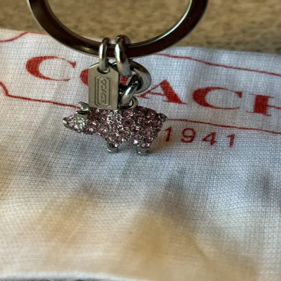 Coach Pink Pig Pave Swarovski Crystal Key Chain