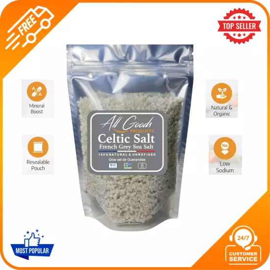 All Goods 5Oz Coarse, Hand Harvested Celtic Salt Organic 82 Minerals Coarse