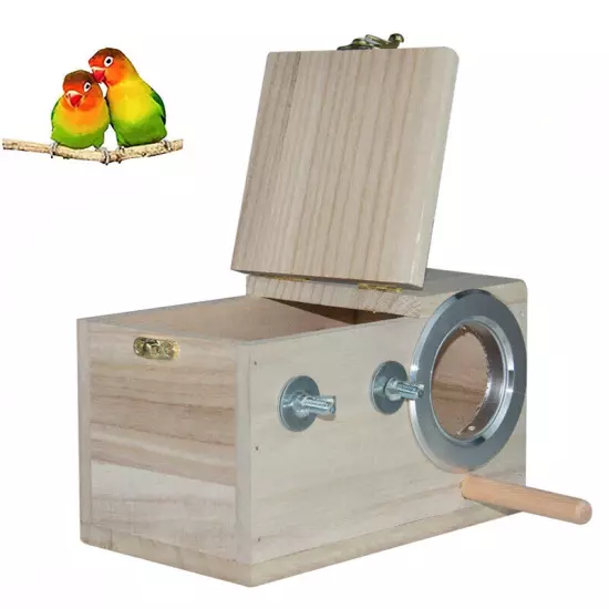 Wooden Bird Breeding Cage Nesting Box Hatching Nest Parakeet Budgie Finches Cage