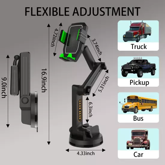 Truck Phone Holder Mount,Heavy Duty Phone Holder for Truck Dashboard Windshield,