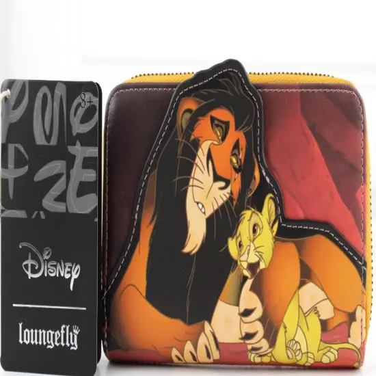 Loungefly Lion King Disney Villains Scar Simba Zipper Wallet Faux Leather New