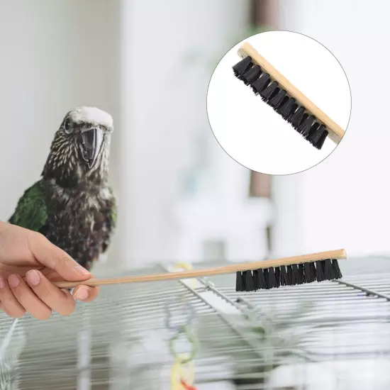 3PCS Wooden Long Handle Bird Cage Cleaning Brush For Parrots Necessa LLI