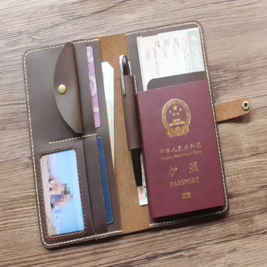 personalize passport bag ID card wallet purse Ticket pocket Bifold Leather MY1