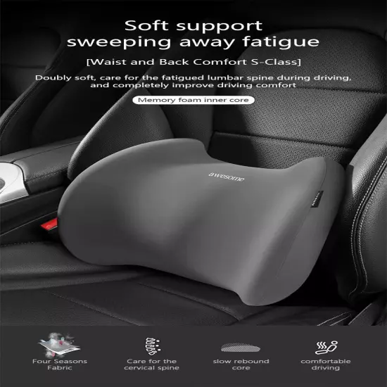 Car Leather Headrest Lumbar Support Rest Neck Pillow Back Cushion Waist Supports