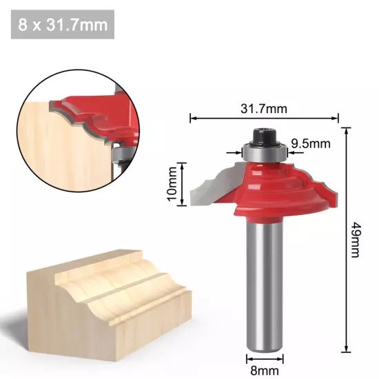 Edging Router Bit Abrasion-resistant Wide Application 8mm Shank Round Over