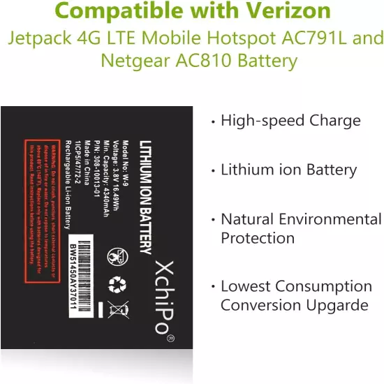 XCY W-9 4340Mah Replacement Battery for AT&T Unite Explore 815S, Verizon Jetpack