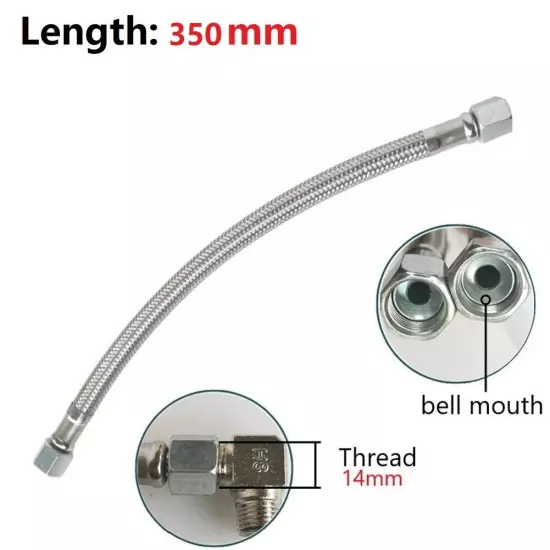 350mm Air Compressor Flexible Hose Air Pump Check Valve Connecting Pipe/silver .