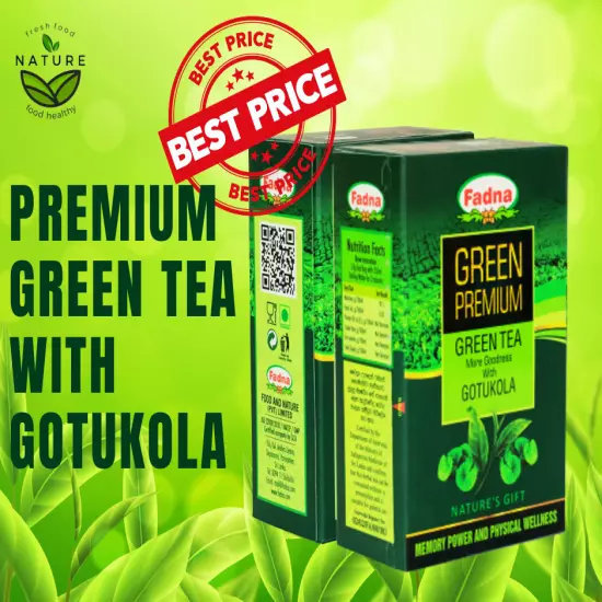 Ceylon Tea Fadna Green tea With gotukola Extract 100% Natural Herbal tea Bags