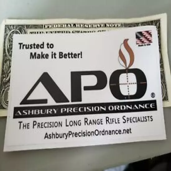 APO Ashbury Precision Ordnance Authentic Sticker 