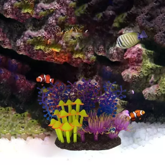 Realistic Coral Silicone Simulation Aquarium Ornaments Water Plant False O2C8