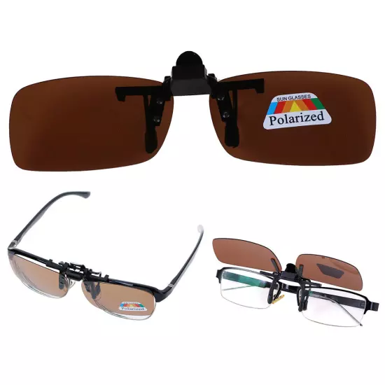 Clip-on Polarized Day Night Vision Flip-up Lens Driving Glasses Sunglasses Y;vm