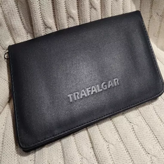 Trafalgar Full Zip Travel Folio Passport Wallet Navy Blue Vinyl