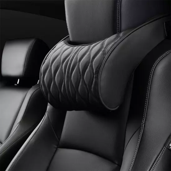 Car Neck Pillow PU Leather Lumbar Waist Support Backrest Headrest Cushion