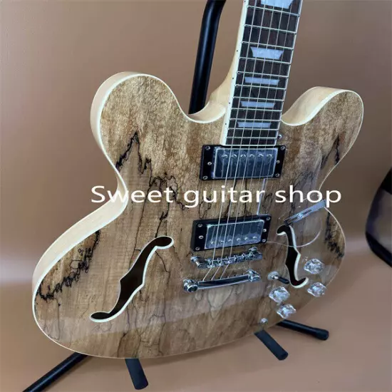 New ES335 Semi Hollow Natural Electric Guitart 2H Pickups Fixed Bridge Fast Ship