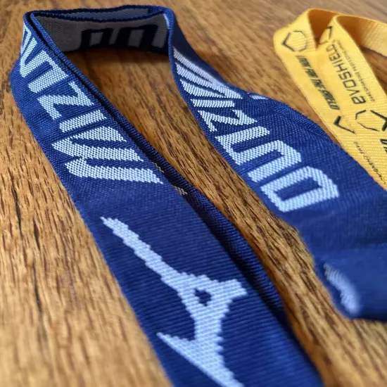 Set of 2 NWOT Lanyards 17" Blue MIZUNO & 19" Yellow EVOSHIELD Baseball NWOT