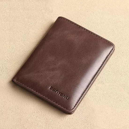 Genuine Leather Rfid Wallet, Slim Minimalist Wallets Black ID Credit Card Holder