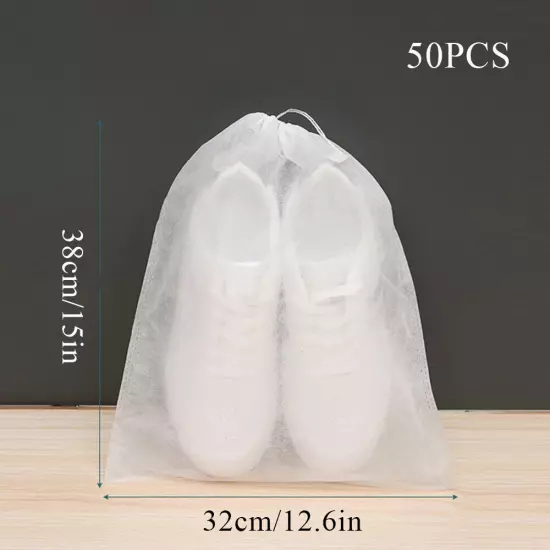 50X Drawstring Shoes Bags Travel Clothes Clear Portable Storage Bag Dust Pouch