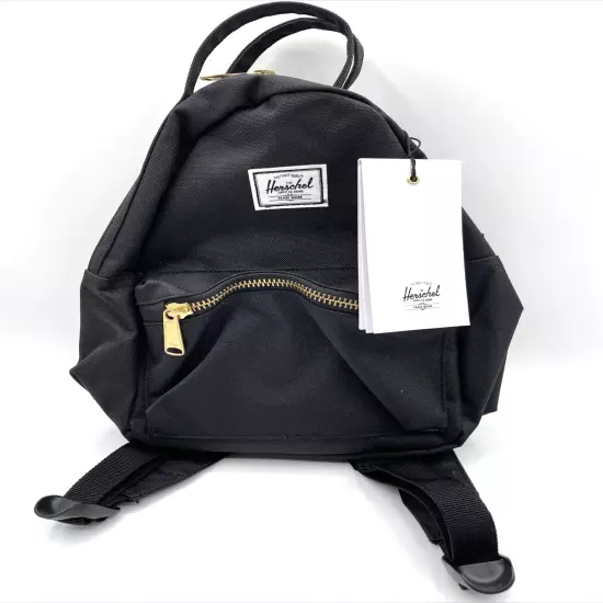 Herschel Nova Mini Backpack Black Gold Zipper New