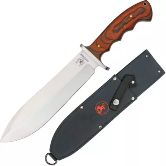 Rough Ryder Bowie Fixed Knife 8.5" Stainless Steel Blade Brown Wood Handle 1022