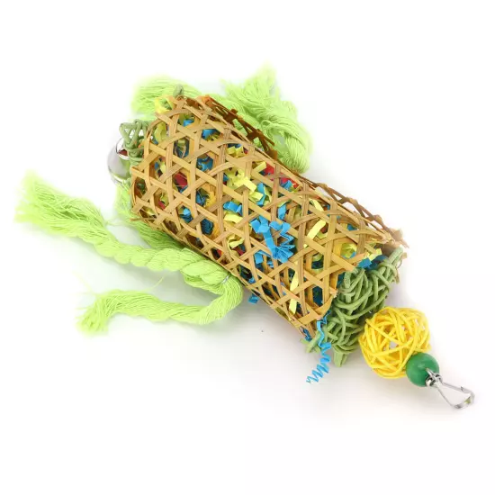 Bamboo Woven Bird Bite Toy Chew Training Paper Silk Cotton Rope Bird Hanging AD5