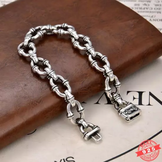 11MM 925 Sterling Silver Horseshoes Link Chain Bracelet U-Shape Charm Jewelry