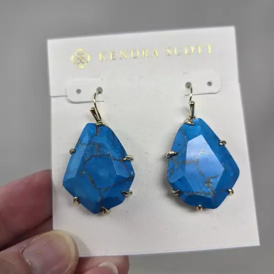 Kendra Scott Turquoise Rosenell Swirled Glass Dangle Earrings 1.5"