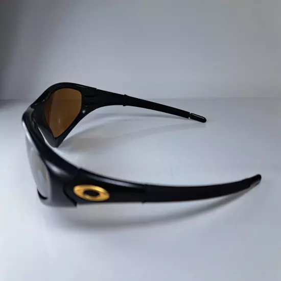 Oakley Straight Jacket Sunglasses, Black Frame, Gold Logo & Lenses