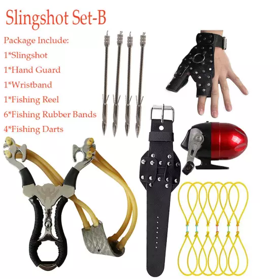 Archery Fishing Slingshot Hunting Catapult Shooting SET / Fishing Reel / Darts