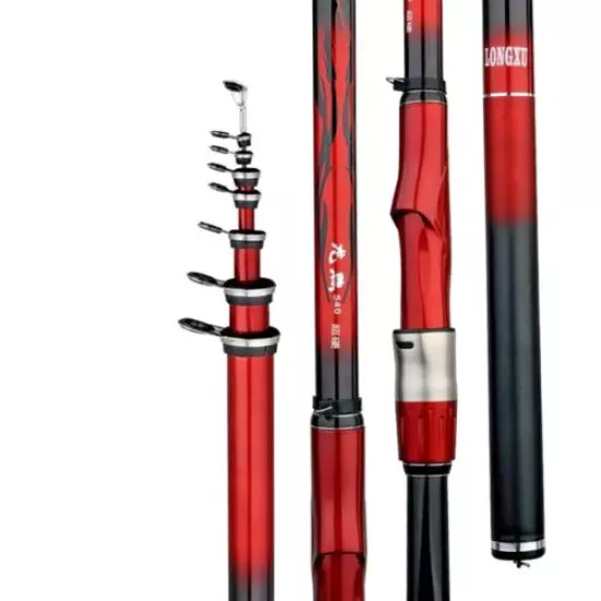 Ultralight Portable Fishing Rod Pole Spinning Telescopic High Carbon Fast Red S