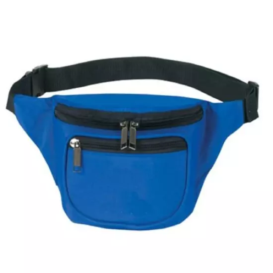 10 Pk Fantasybag Royal Blue 3-Zipper Fanny Pack