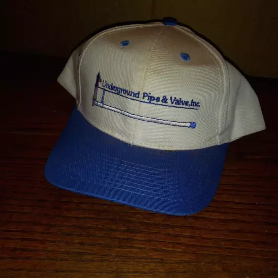 Vintage Underground Pipeline & Valve Inc Cap Hat Trucker White Blue Adjustable