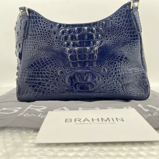 Brahmin Dayton Melbourne Shoulder Bag Dark Blue NWOT Registration /Dust Cover