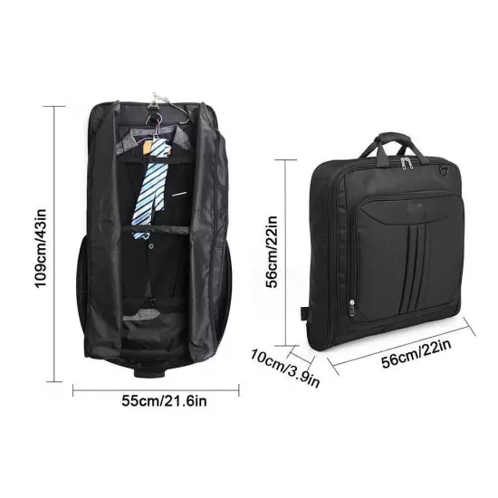 2 in 1 Hanging Suitcase Luggage Bags For Travel Foldable Black' On Bag T1L0