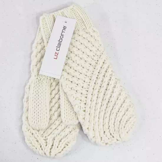 Liz Claiborne Warmth Women's Knit Gloves Cream White One Size MSRP $24 New