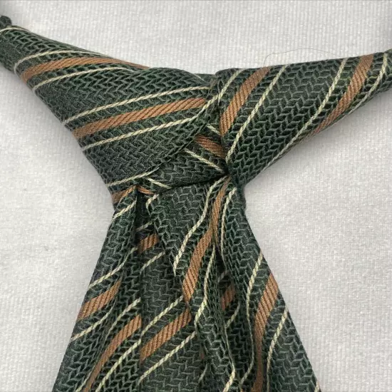 Giorgio Armani Cravatte Necktie Mens Designer 100% Silk Repp Stripe Green