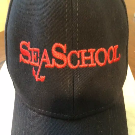 SEA SCHOOL MARITIME Baseball Hat Cap, Black & Red Embroidered Lettering & Anchor