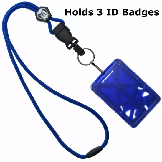 Specialist ID 3 Card Heavy Duty Plastic Badge Holder with Lanyard - Top Load