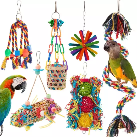 6 Pack Bird Colorful Chewing Toys Parrot Foraging Shredder Shred... 