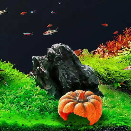 Pumpkin Shaped Fish Hideout House Tank Decor Aquarium Tank Fish Decoration^ J4Q9