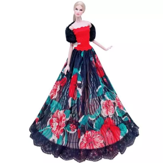 Black Style 1/6 Doll Clothes Handmade Wedding Dress 11.5" Dolls Outfits Gown Toy