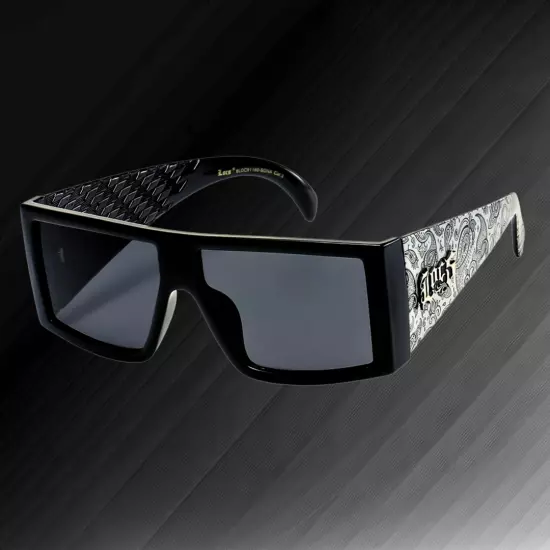 Mens Locs Rectangular Lowrider Biker Flat Top Large Frame Bandana Sunglasses