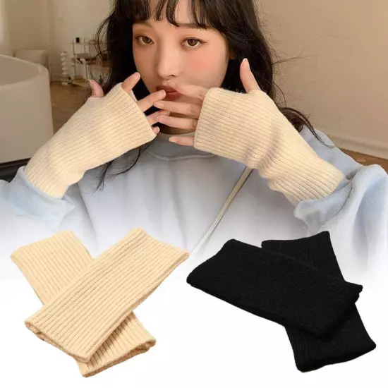 Warm Fingerless Wrist Gloves Half Mitten Exposed Finger Knitted Wool Gloves GXD